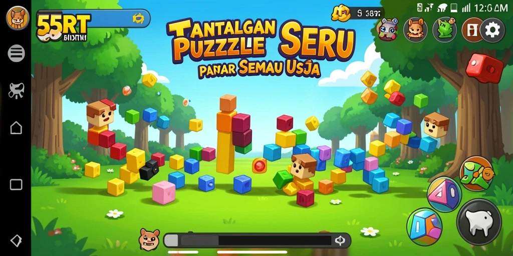 Tampilan gameplay di 55RT dengan tantangan Puzzle menarik.