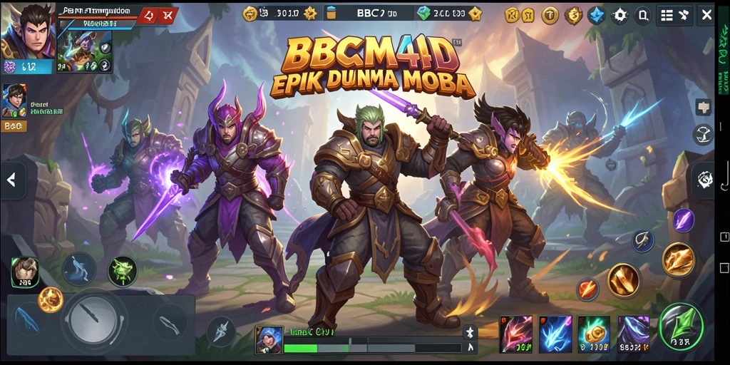 Tampilan gameplay seru dari BBCA4D yang menunjukkan pertempuran tim MOBA.