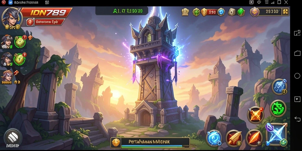 Screenshot IDN789 menunjukkan aksi menara pertahanan yang mendebarkan.