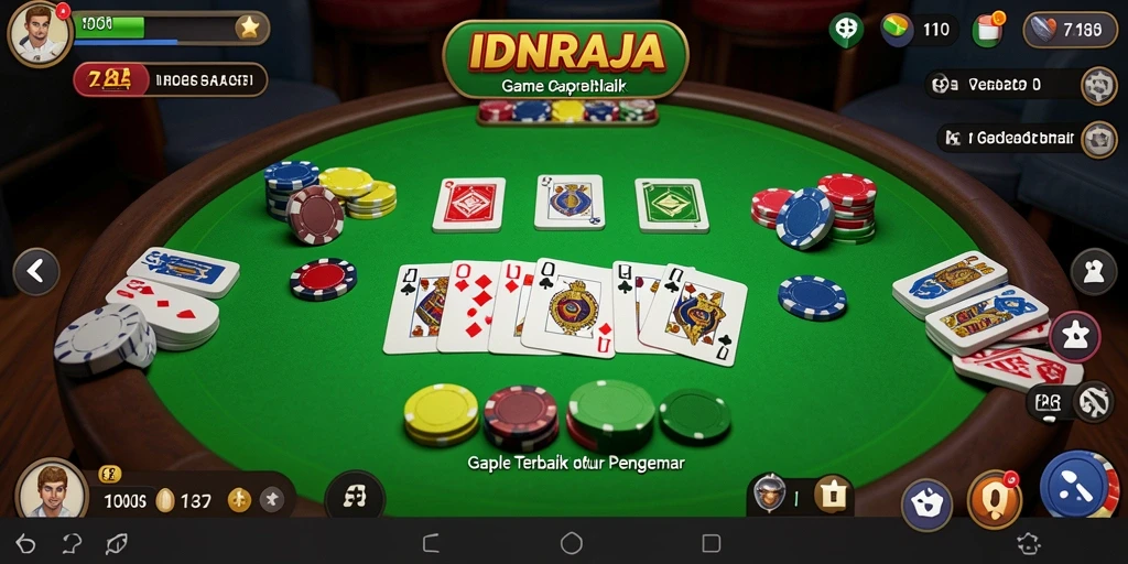Screenshot gameplay IDNRAJA menampilkan serunya permainan Gaple.