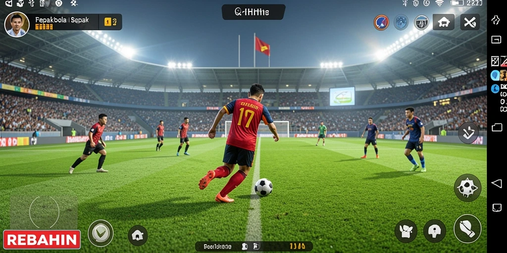 Tangkapan layar gameplay REBAHIN yang menunjukkan aksi seru di lapangan.